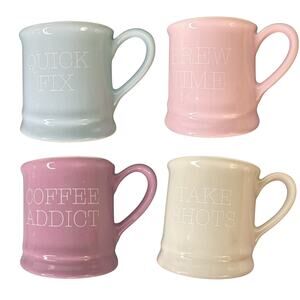 Frankie Grey MINI MUG SET (4) Demitasse Espresso Shot Glasses Ceramic Multicolor